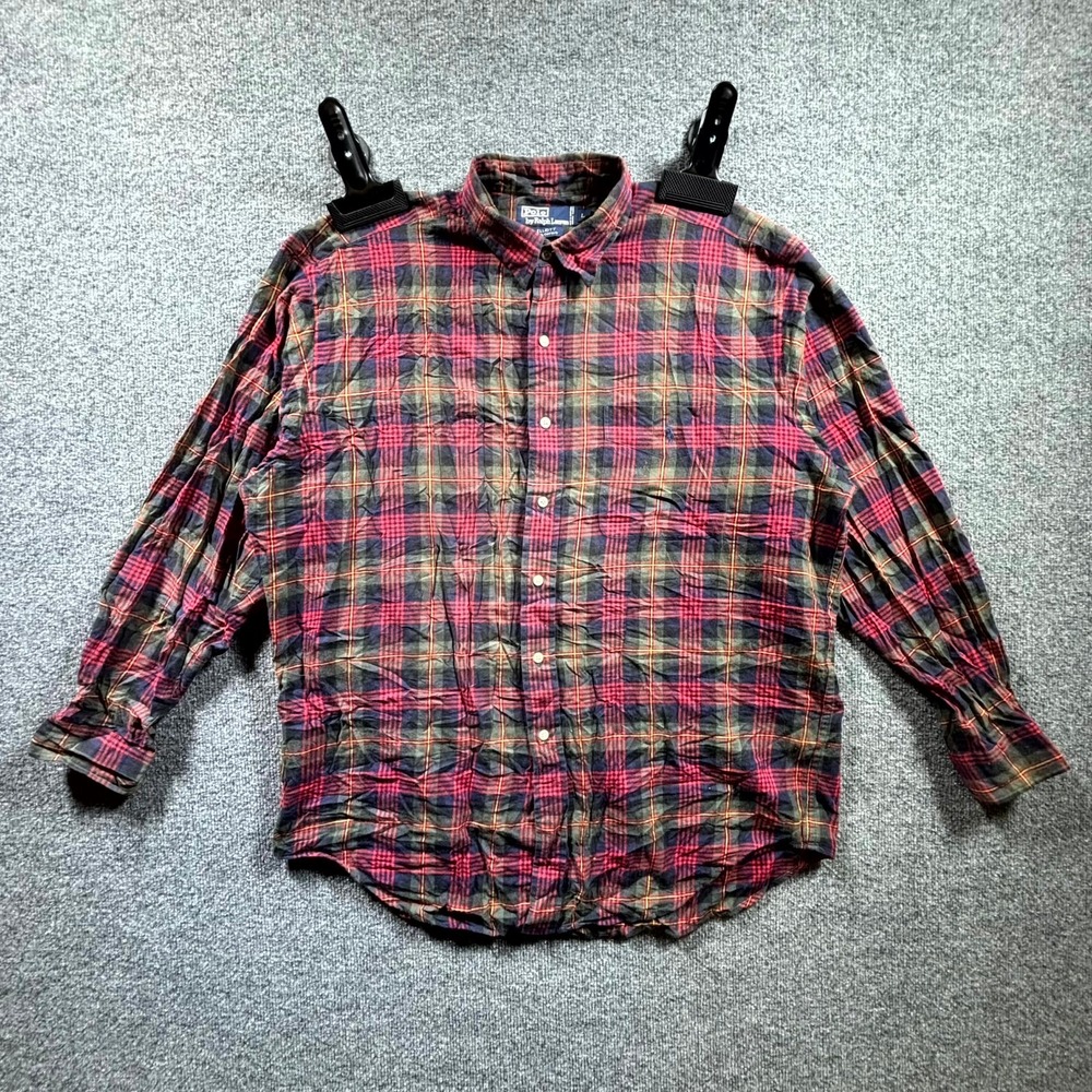 VTG Polo Ralph Lauren Elliot Flannel Shirt Mens Large Multicolor Plaid Button Up